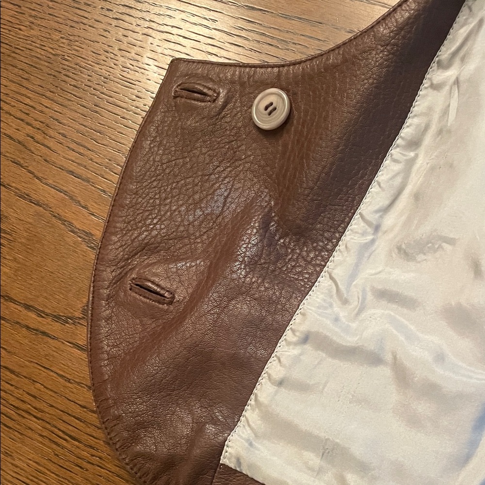Vintage Gray Suede and Brown Leather Vest with Inside Lace Detail - Picture 3 of 5
